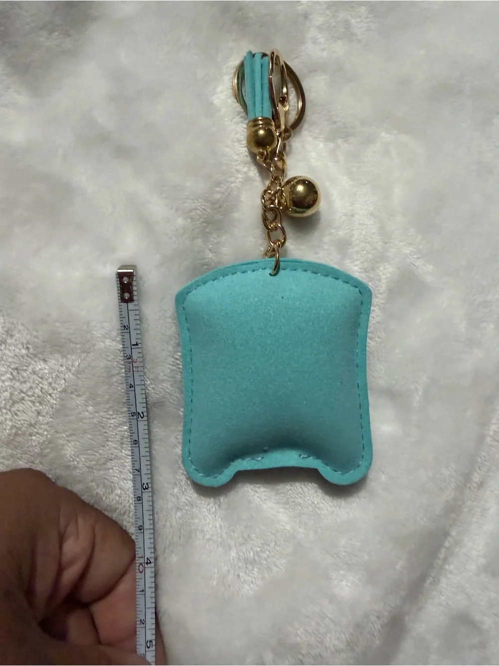 Plushy Rhinestone Turquoise Bus Key Charm